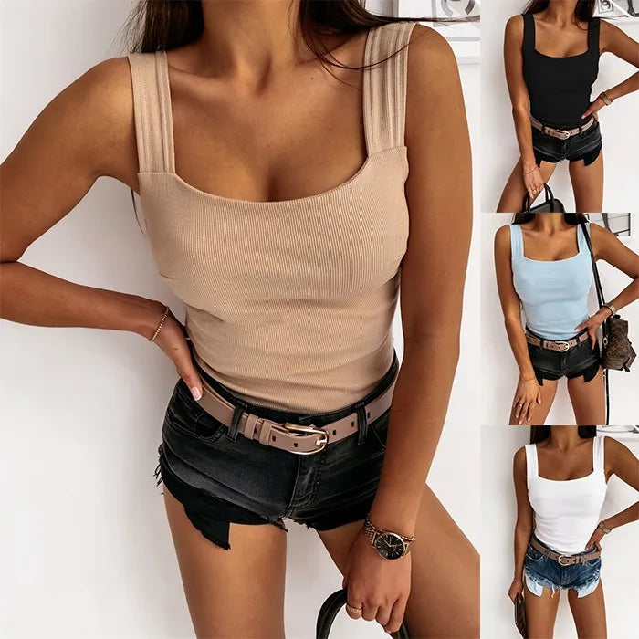 Women's Sexy Slim Halter Top Low-Neck Cut Sleeveless Fitness Vest Quick Dry Breathable Sustainable Clothing