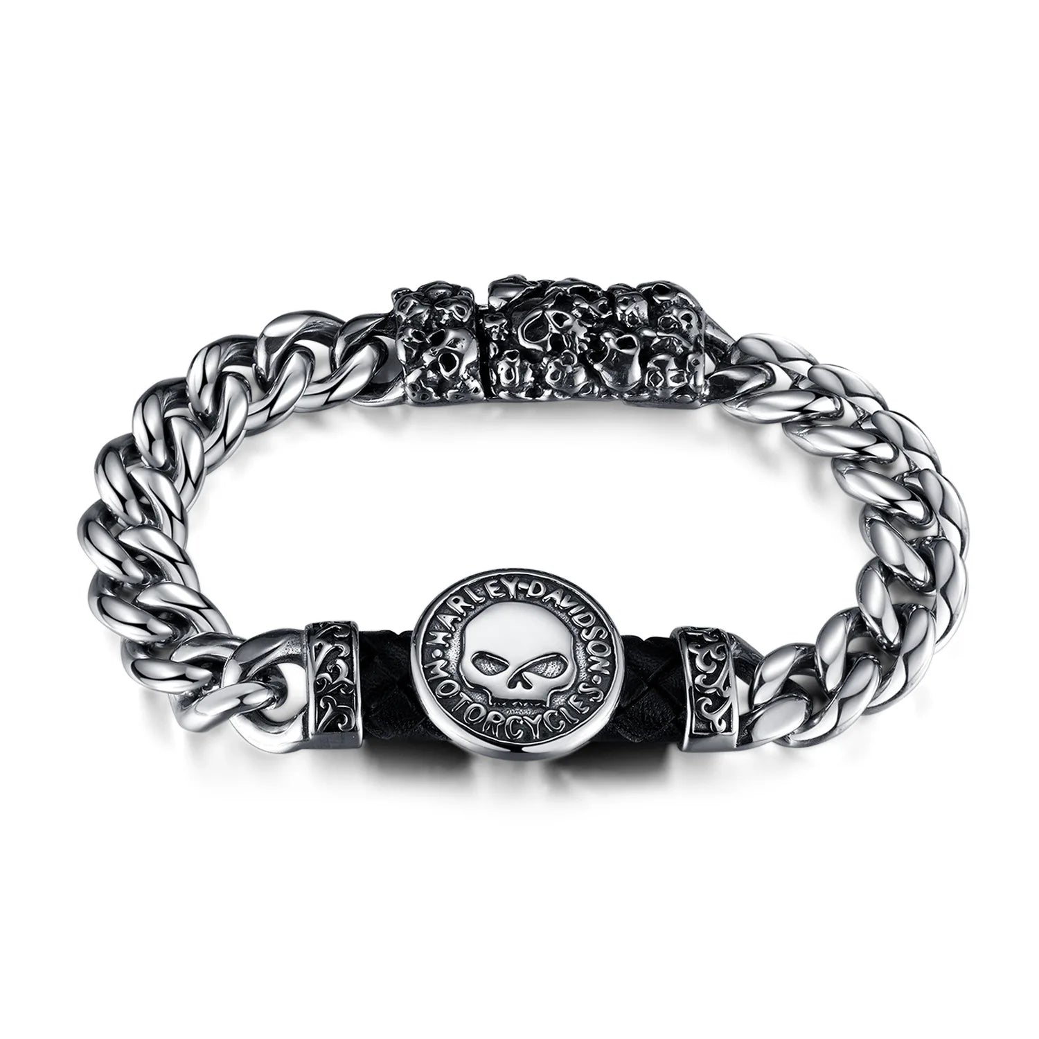 Personalized Stainless Steel Skull Cuban Chain Bracelet for Men Hip Hop Trend Fashion Chain Link Bracelets for Wedding Gift