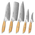 XINZUO New Chef Knife Set Damascus Powder Steel Luxury Kitchen Knives Olive Wood Handle