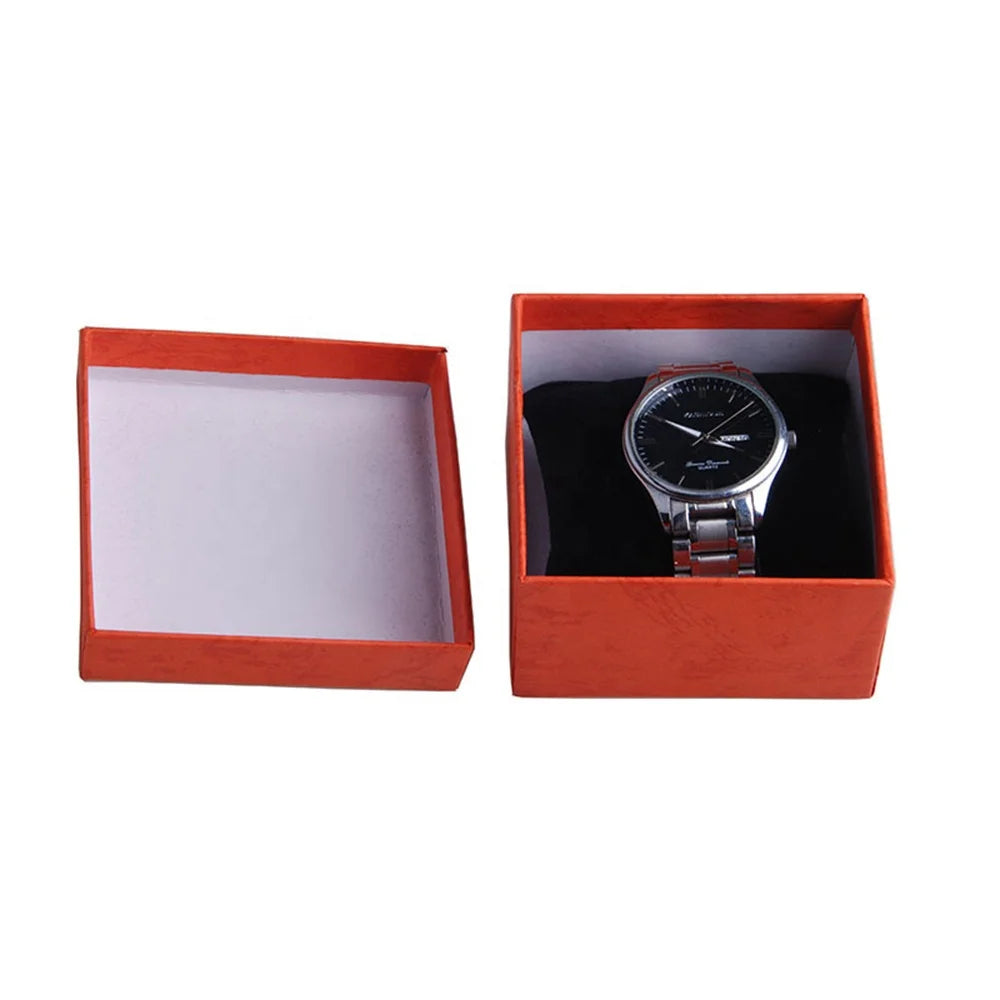 Lid and Base Watch Box With Black White Pillow Paper Cardboard Watch Packaging Hot Sale Paper Watch Gift Boxes