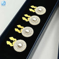 Cuff Button Jewels Elegant Women Blouse Button Covers Pearl Rhinestone Buckle Round Cufflink Clip for Clothes Ornament