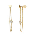 Newest 14K Solid Gold Fashion Chain Link Stud Earrings Heart Shape with Diamond Real 14 Karat Gold Jewelry for Women MegaBDM