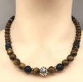 Natural Tiger Eye Stone Chain Natural Stone Necklace Matte Onyx Hematite Beads Stainless Steel Ot Buckle Chokers Necklace
