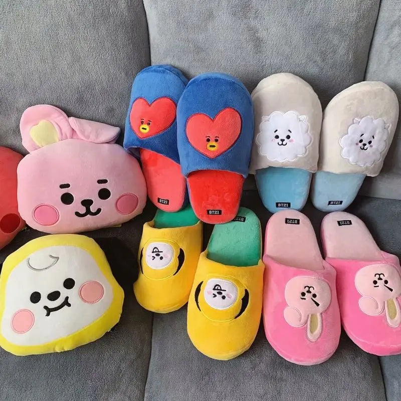 Women's Cute Cartoon Winter Plush for Slippers Waterproof Anti-Slip TPR Outsole Customizable House Fashion Fur for Ladies Girls