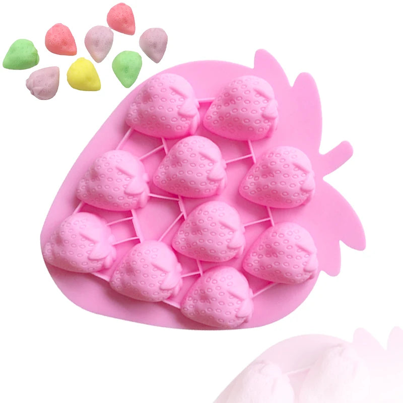 081 Factory Free Sample Ten Hole Strawberry Silicone Resin Mold Silicone Chocolate Mould Silicone Mold Resin Food Grade Home Diy