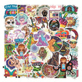 50Pcs Hippie Fresh Colorful Girl Hip Hop Label for Skateboard Luggage Laptop Car Wall Vinyl Waterproof Stickers