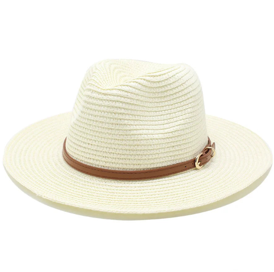 2026 Wholesale Panama Straw Wide Brim Braid Fedora Hat Summer Beach Sunscreen Sun Hat for Women Men