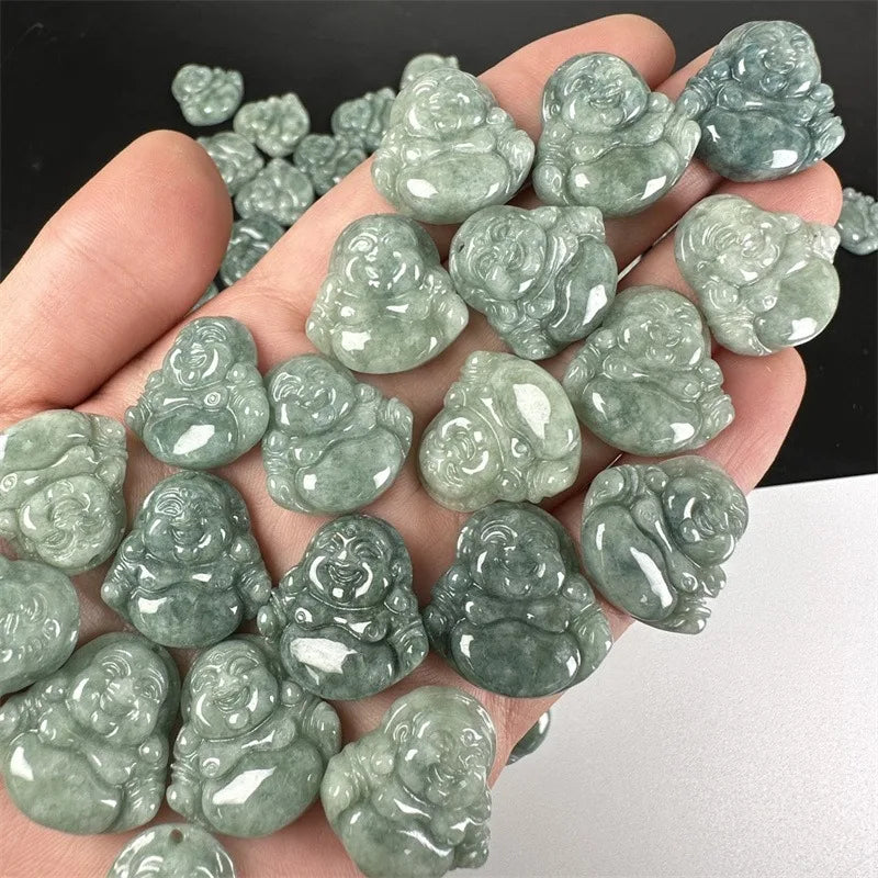 Vintage Good Luck Burmese Jade Guanyin Buddha Dark Green Jade Pendant for DIY Necklace