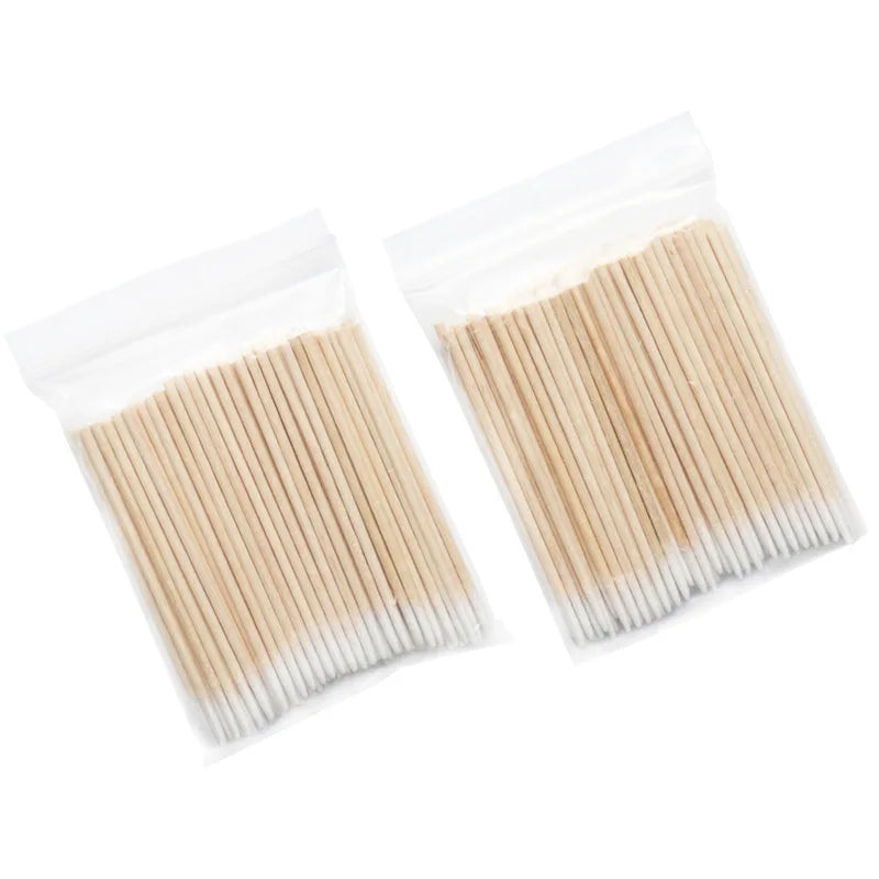 Disposable Ultra-Small Cotton Swab Brush Lint Free Micro Wood Makeup Brushes Eyelash Glue Removing Tools