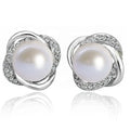 New Arrival Zirconia Freshwater Pearl Stud Earrings 925 Sterling Silver Needle Jewelry Gifts for Women Girls