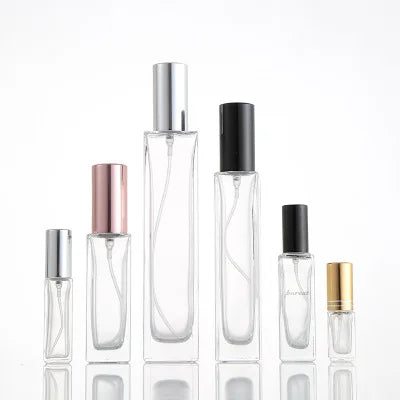 5ml 15ml 20ml 30ml  Cosmetic Glass Bottle with Aluminium Cap clear Spray square Base Perfume Bottles
