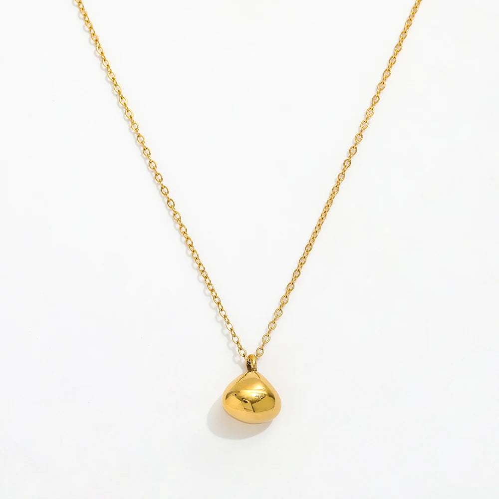 Joolim  18K Gold Plated Jewelry Flat Water Drop Pendant Dainty Chain Necklace Stainless Steel Jewelry