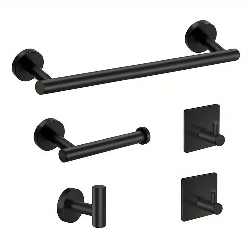 40cm Modern Hotel Use Towel Bar Toilet Paper Holder Bathroom Hook Bath Towel Rack Wall Mounted Black Stainless Steel Bathroom