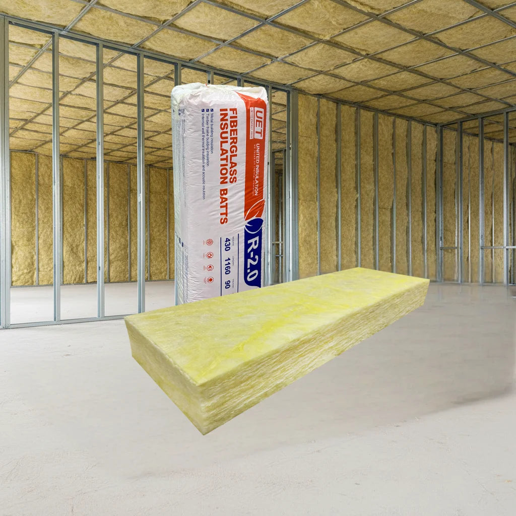 UET 580mm Residential Building Insulation Fiberglass Wool Batts for Ceiling and Wall R2.0