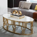 Designer Living Room Furniture Set End Tables Console Modern Luxury Glass Centre Table Metal SS Frame White Marble Cofsfee Table MegaBDM