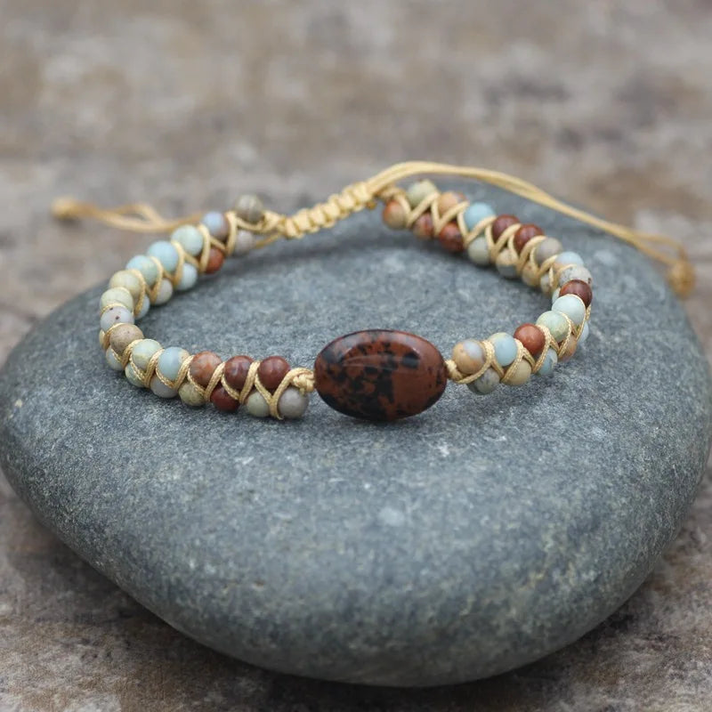 Handmade Round Braided Bracelets for Men and Women Natural Stone Beads Yoga Charm Lover Bracelet