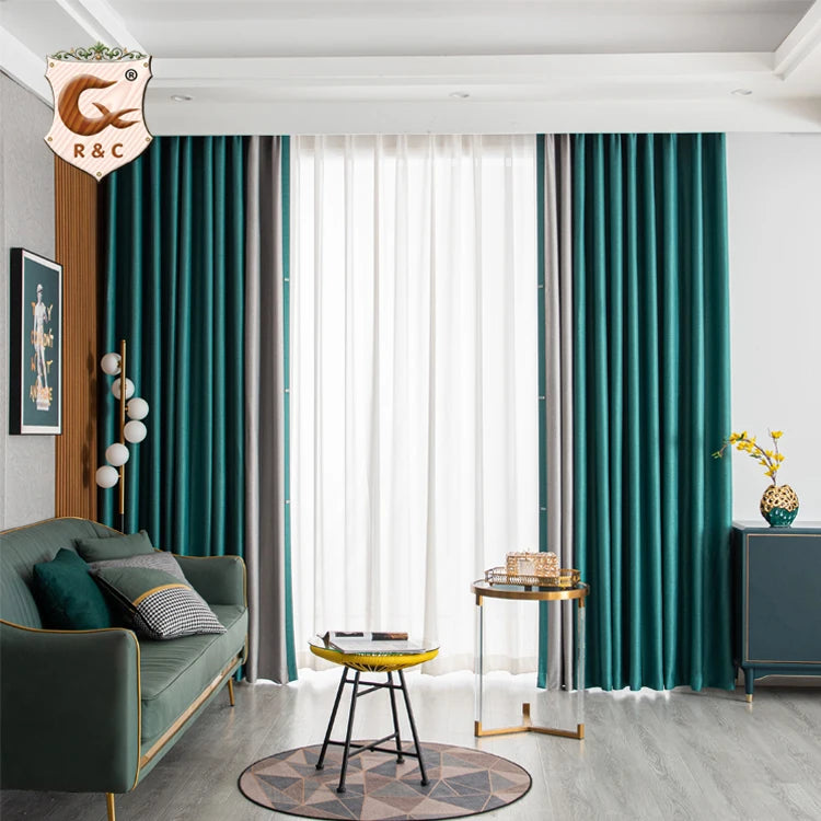 R&C Customized Solid Color Curtains Polyester for the Living Room