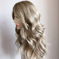 Stock Handtied Brazilian Hair Transparent Silk Top Glueless French Lace Front Wigs Ash Blonde Long Layer Remy Hair