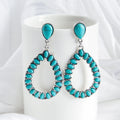 New Hot Selling Women Bohemian Luxury Western Jewelry Vintage Ethnic Luxury Turquoise Blue Drop Charm Earring