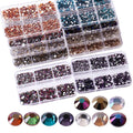 Lan Guang 3D Glass Rhinestone Nail Art Kit Flat Back Loose Round Crystal Set Non Hotfix Bling Nail Charms
