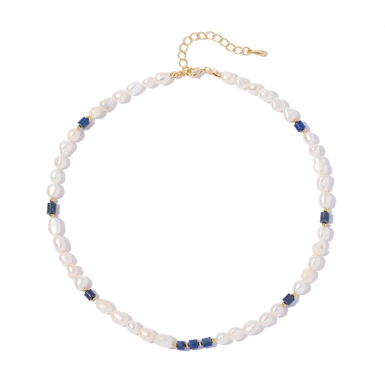 New trend product natural stone charm freshwater pearl chain choker necklace women