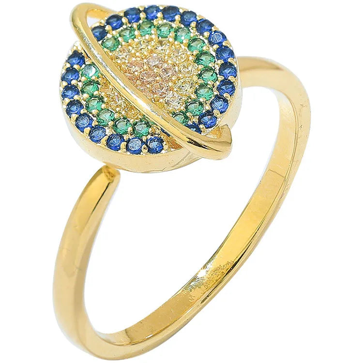 G733 Jewelry Planet Index Finger Ring Fidget Rotating Anxiety Adjustable Spinning Rings