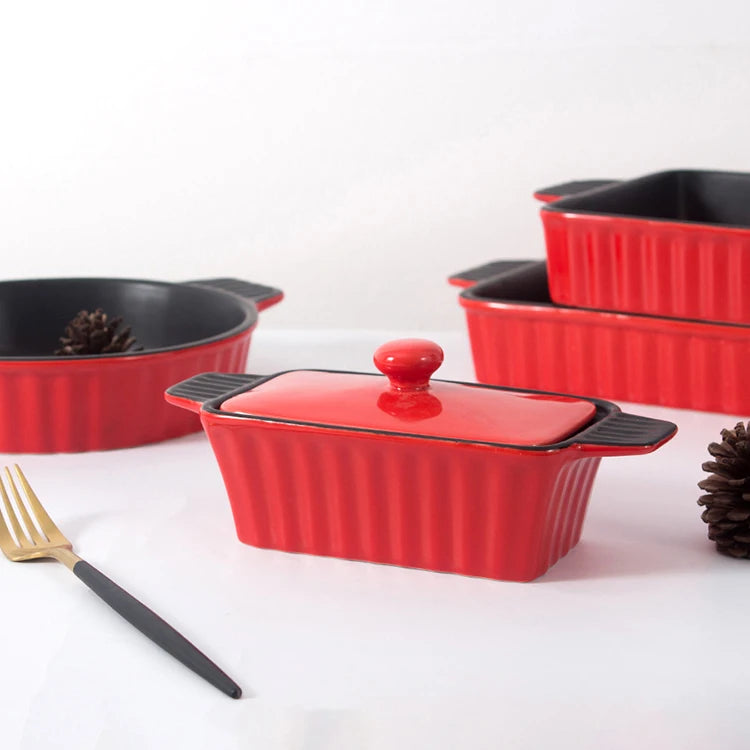 China Turkey Colored Ceramic Bakeware Baking Bread Pan Dinner Plate Porcelain Bakeware