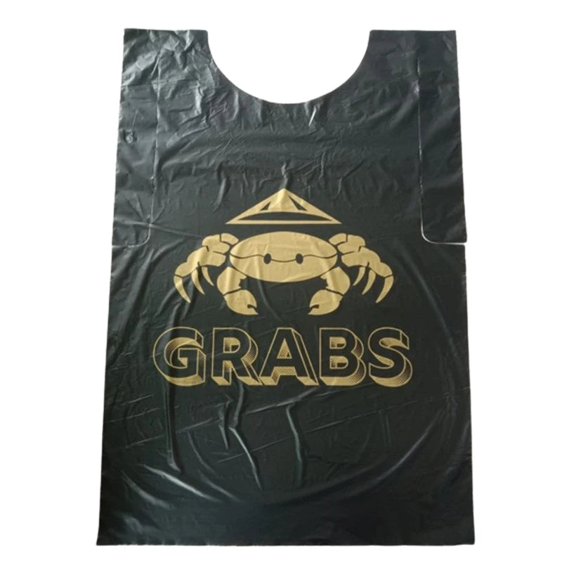 PE Plastic Disposable Aprons Accept Custom Order Disposable Sea Food Adult Bibs Lobster Crab Restaurant Apron for Eating