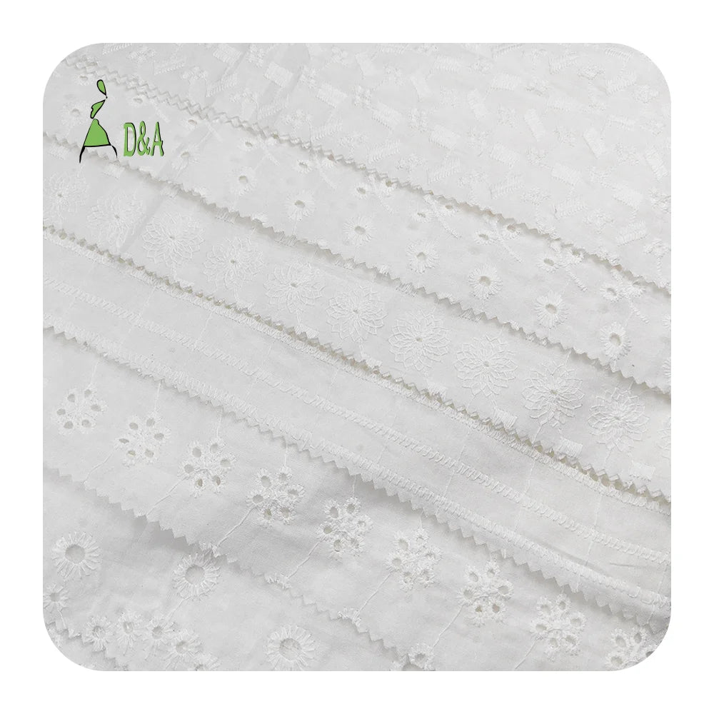 Quality 100% Cotton Voile Embroidery Fabric Woven Technique for Girls' Home Textile & Wedding Accessories in Stock