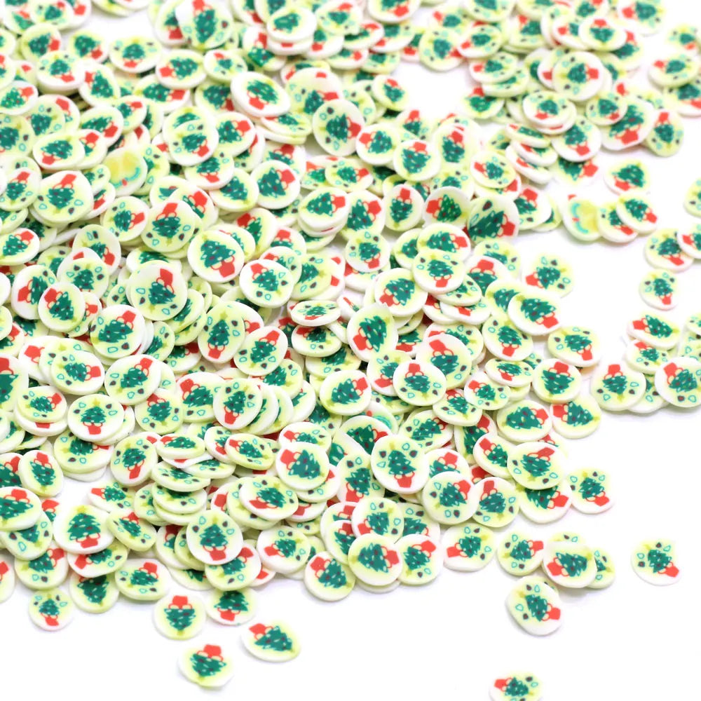Christmas Tree Round Clay Slices Polymer Hot Caly Sprinkles for Crafts Making DIY Slimes Filler Accessories Phone Decor