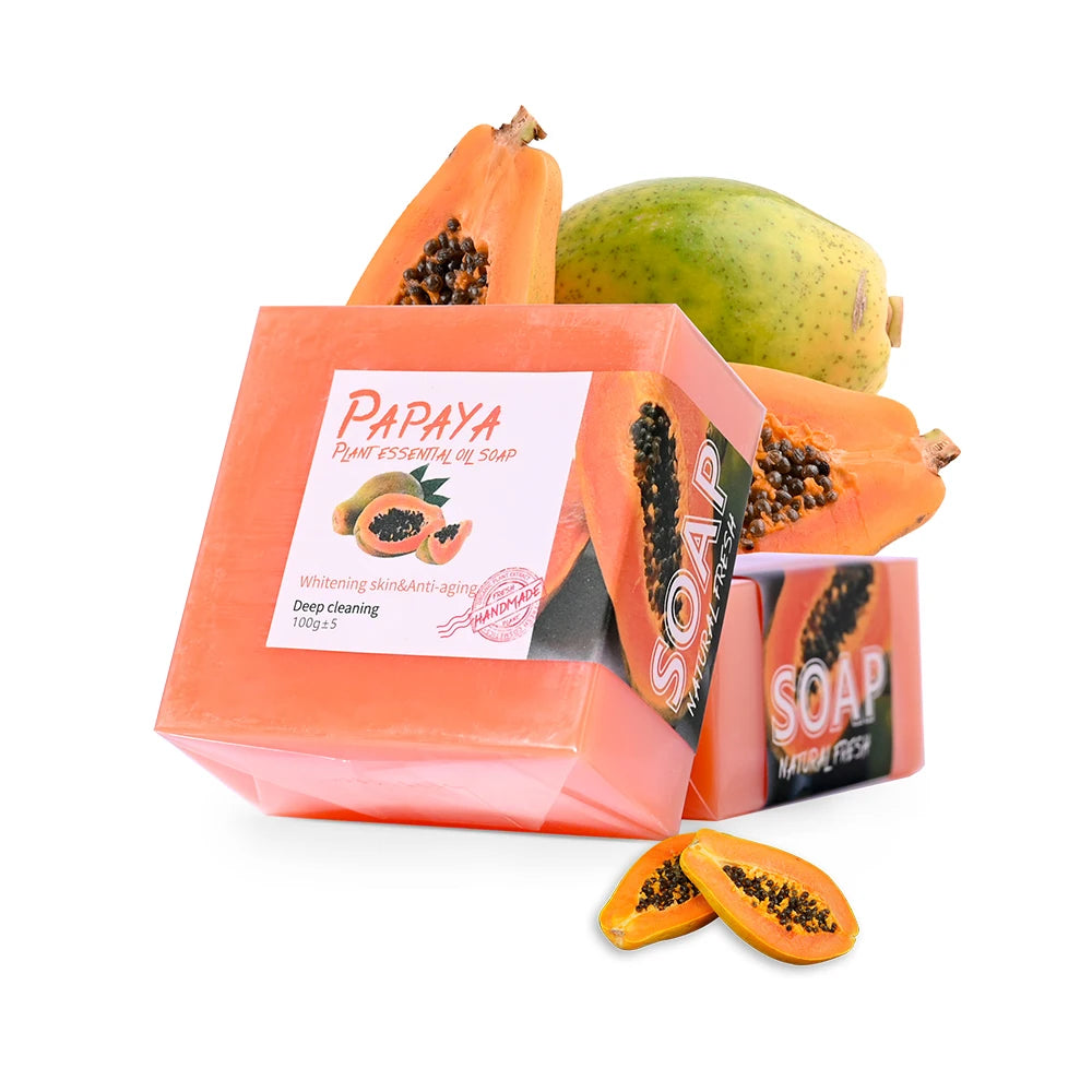 AiXin Private Label 100G Cleansing Reduces Acne Scar Moisturizing Soften Whitening Skin Natural Toilet Soap Papaya Soap Handmade