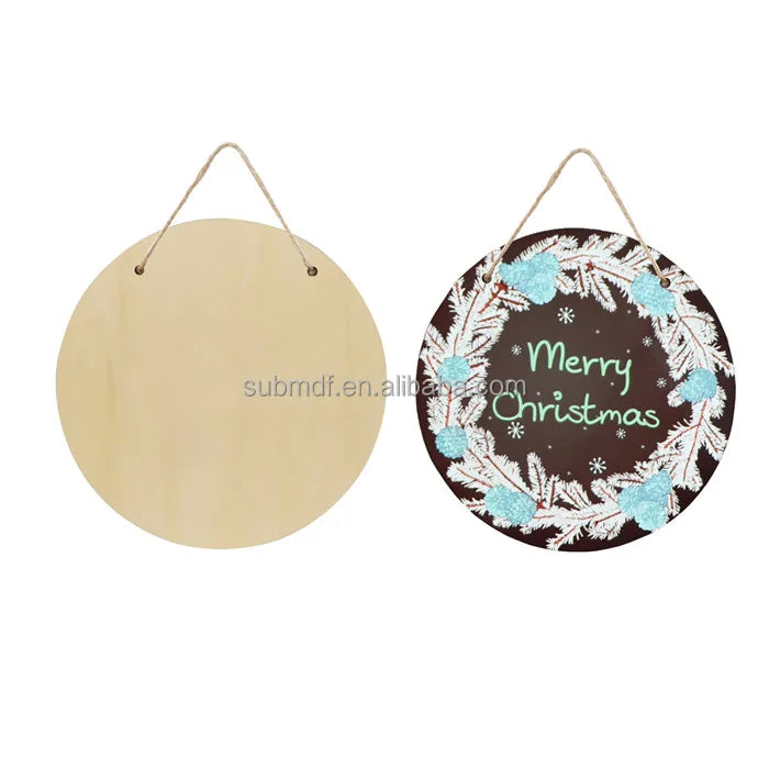 5MM Sublimation Natural Wood Plywood Round 10 Inches Door Hanging Sign Board