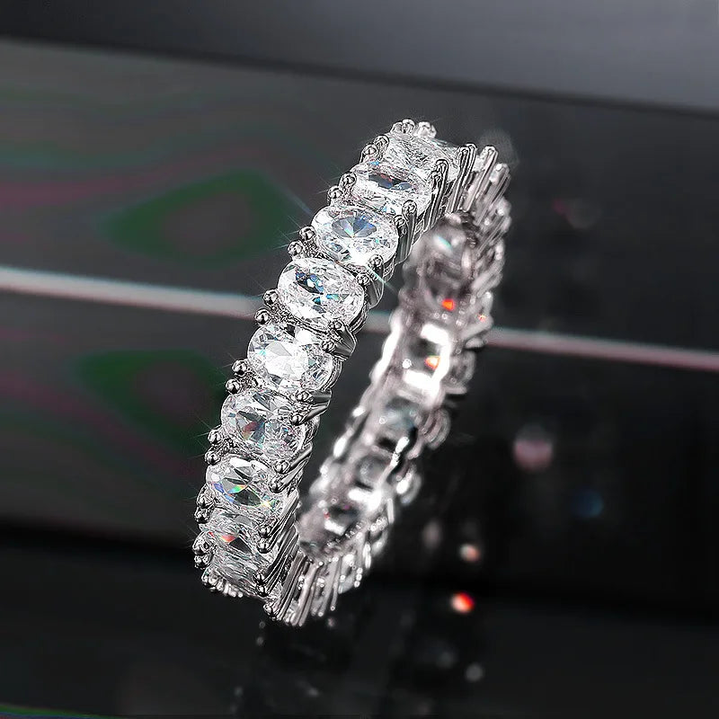 Factory Hot Sale 3 Colors Full Diamond Square Diamond Zircon Ring for Women Luxury Ladies Wedding Cz Finger Rings Set Wholesale
