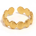 Vintage Style 18K Gold PVD Plated Waterproof Stainless Steel Spliced Shell Open Ring for Summer