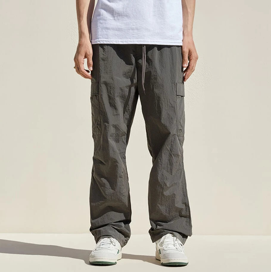 Custom Streetwear Joggers Cargo Trousers for Men OEM Lightweight Elastic Waist Drawstring Baggy Men Cargo Pants