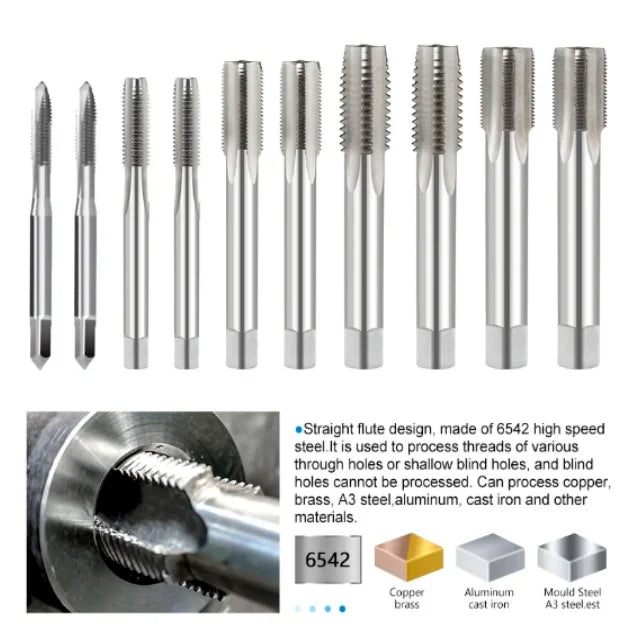 CHENGZHEN HSS Right Hand Mobile Phone Straight Groove Tap M1-M12 Internal Thread Cutting Repair Machine Tools 3-Year Warranty