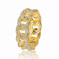 Fashion Jewelry for Men and Women Hip Hop Ring 18K Gold Plated Jewelry Cuban Chain Full Diamond Ring Trend Party Jewelry