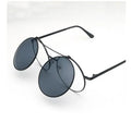 Wholesale Luxury Designer Custom logo Vintage Classic Metal Frame Sun Glasses Uv400 Trendy Fashion Retro Round Flip Sunglasses