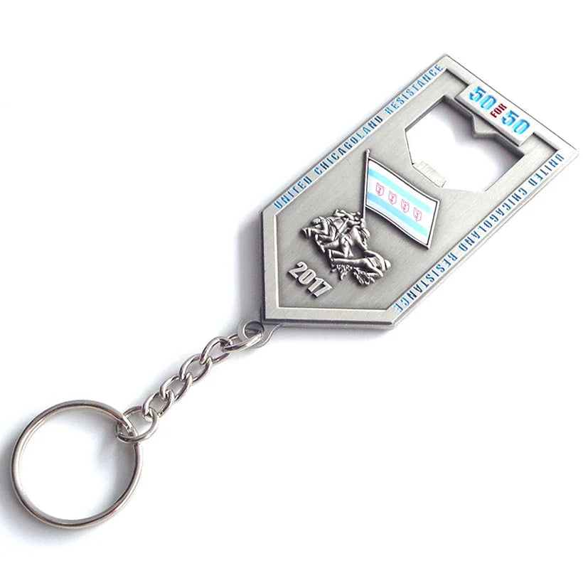 OEM Factory Custom Engraved Logo Gold Zinc Alloy Metal Enamel Bottle Opener Keychain Fashionable Cartoon Style