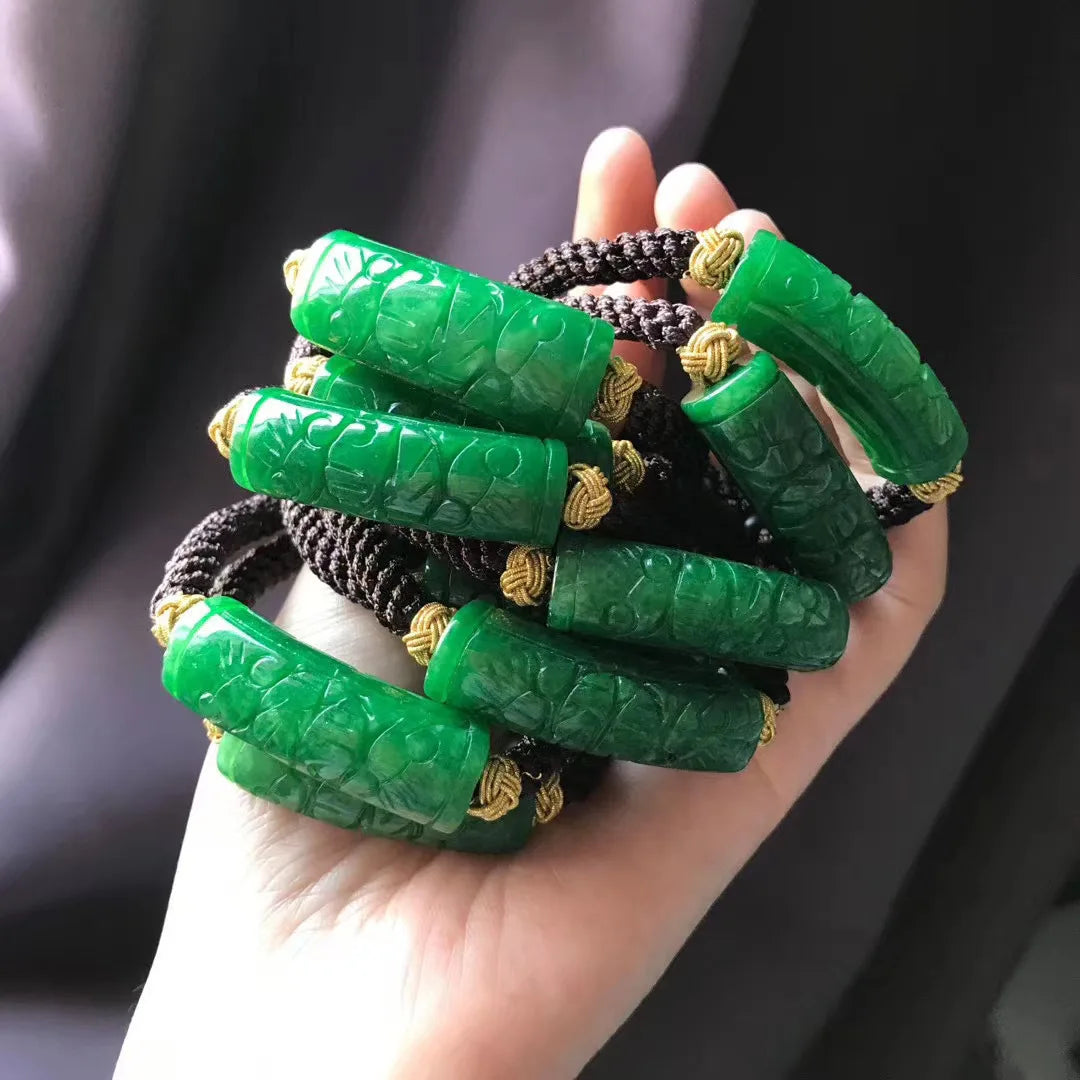 Natural Jade Bracelet for Women Adjustable Macrame Genuine Natural Jade Bracelet Jade Beaded Bracelet Braided