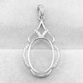 Sterling Silver 13*18mm Semi Mount Pendant Empty Frame Blank Support Setting S925 Base Holder Without Center Stone for DIY Inlay