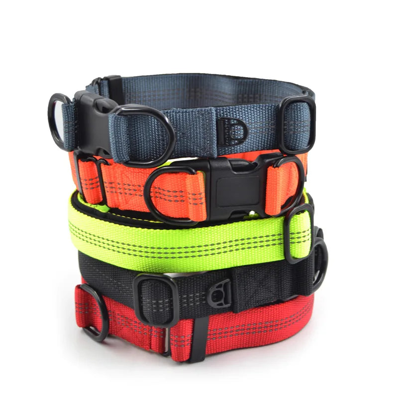 Wholesale Stocked pink Green Rope Adjustable Reflective Nylon Dog Collar