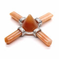 HZ Natural Crystal Crafts Seven Red Aventurine Hexagonal Column Pyramid Pendant for Gifts Healing Crystals Jewelry