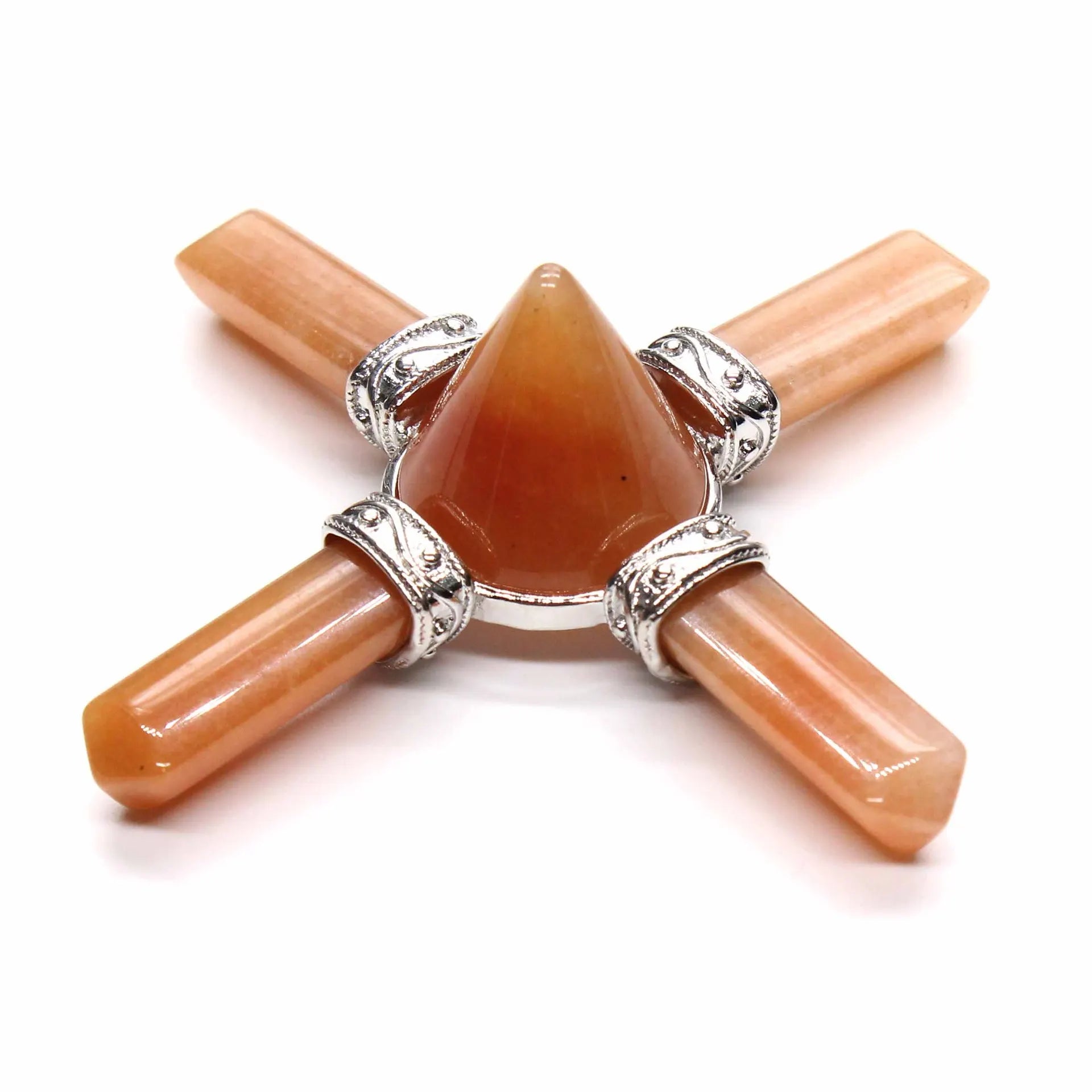HZ Natural Crystal Crafts Seven Red Aventurine Hexagonal Column Pyramid Pendant for Gifts Healing Crystals Jewelry