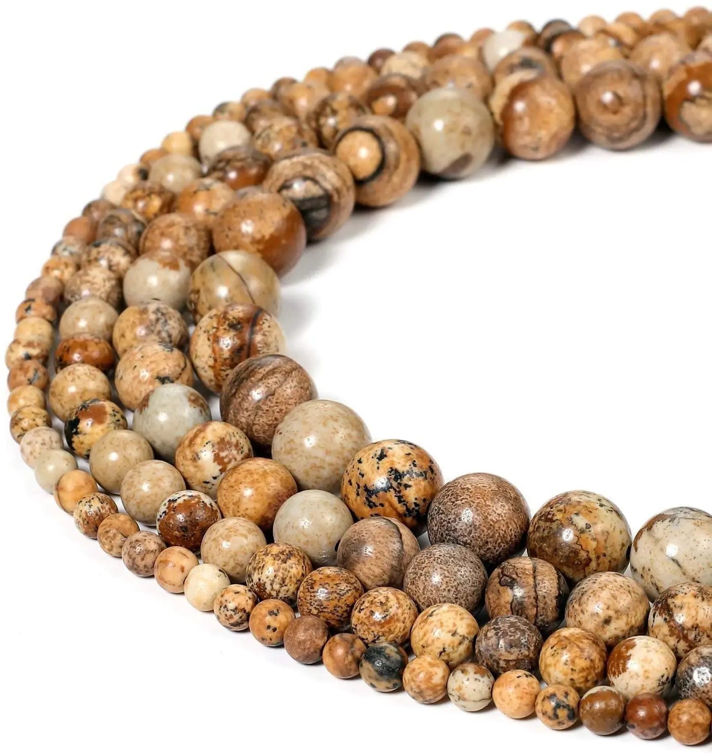 4mm 6mm 8mm 10mm 12mm Picture Jasper Healing Gemstone Round Stone Beads for Jewelry Making