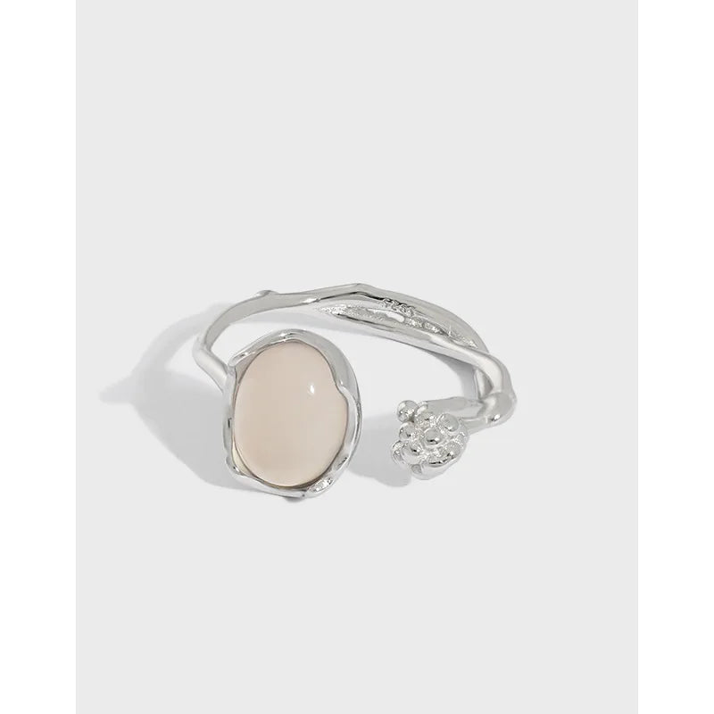 High Quality Unique Design S925 Sterling Silver Agate Gemstone Rings for Women JF406