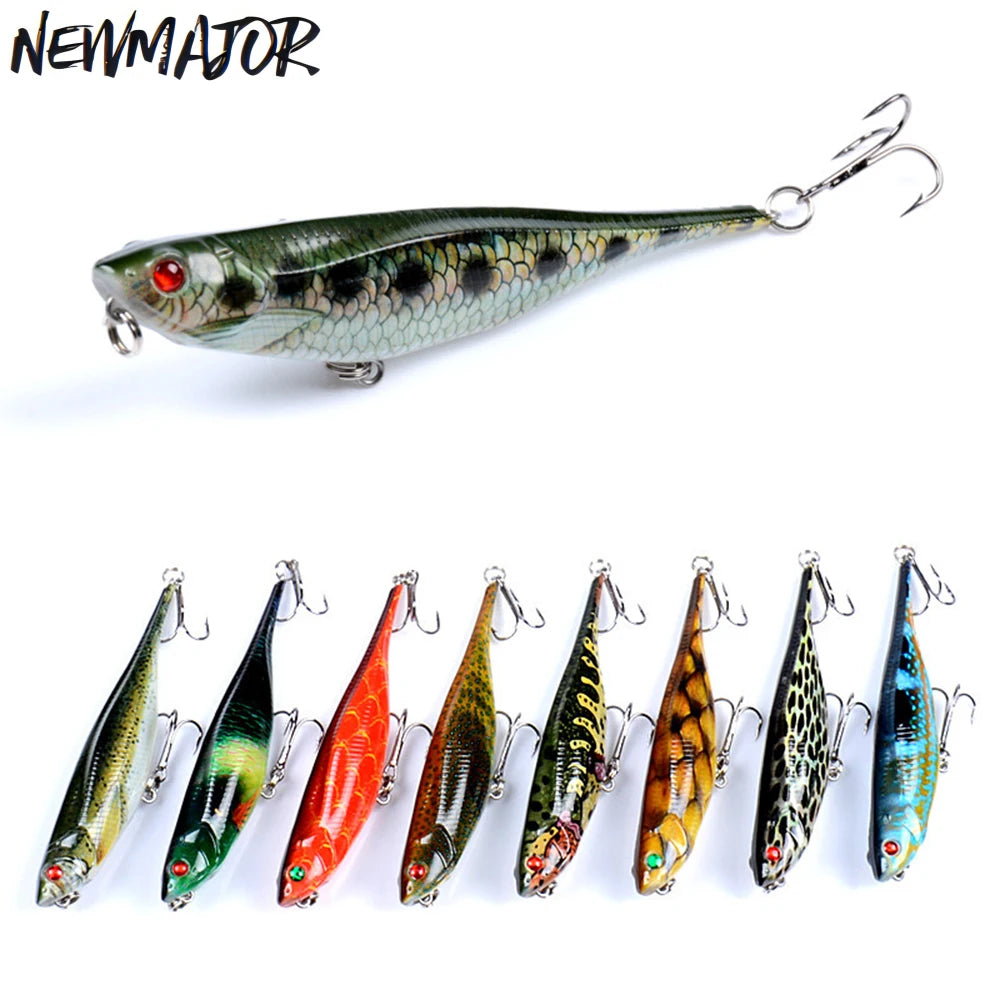 NEWMAJOR 9.9g Topwater Jerkbait Fishing Lure Life-Like Swimbait ABS for Stream Fishing Dog Walking 9.9cm Plastic Pencil Stick