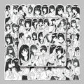 50PCS Black and white cartoon preppy style JK uniform anime girl sticker