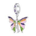 925 Sterling Silver Enamel Rainbow Butterfly Charms Pendant Angel Wing Bead Fit Women Bracelet Fine Jewelry DIY SCC2345