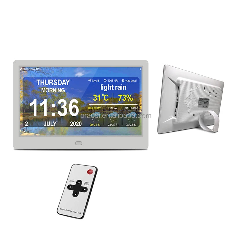 Pros 10" Wifi Dementia Clock Digital Calendar Alarm Clock Vision Impaired Elderly Memory Loss Weather Forecast Day Date Calendar